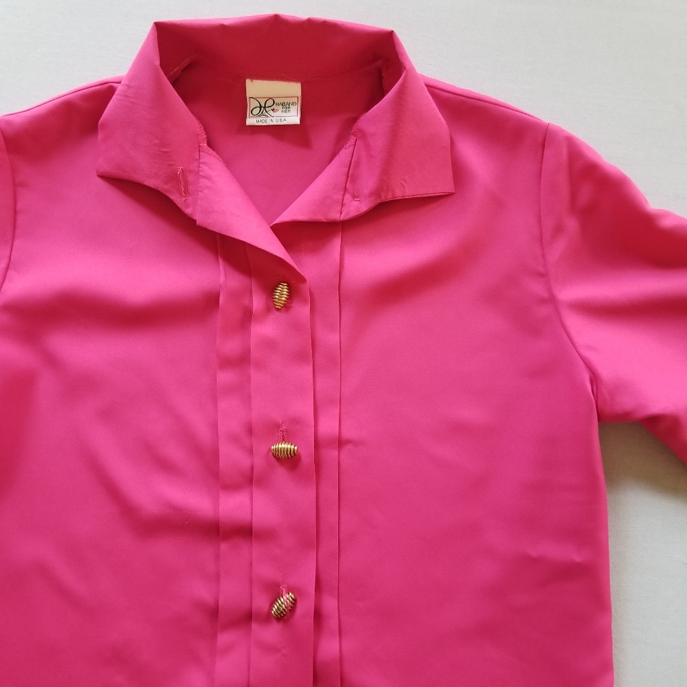 Vtg Fuchsia Button Up - image 1